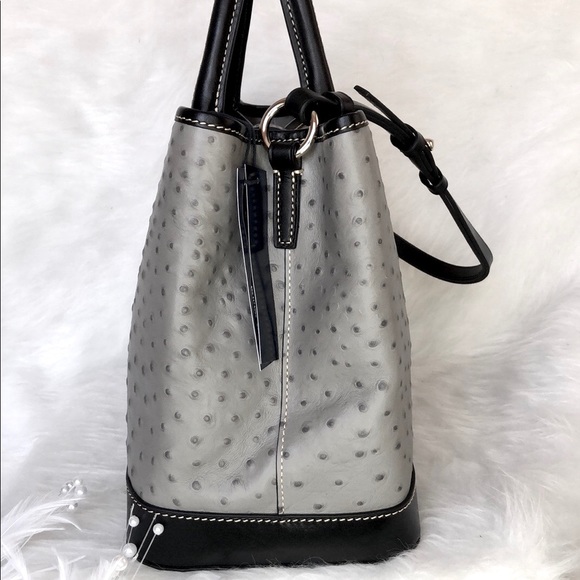 🖤New Dooney & Bourke 🖤Perry Ostrich Satchel Grey - Picture 4 of 6